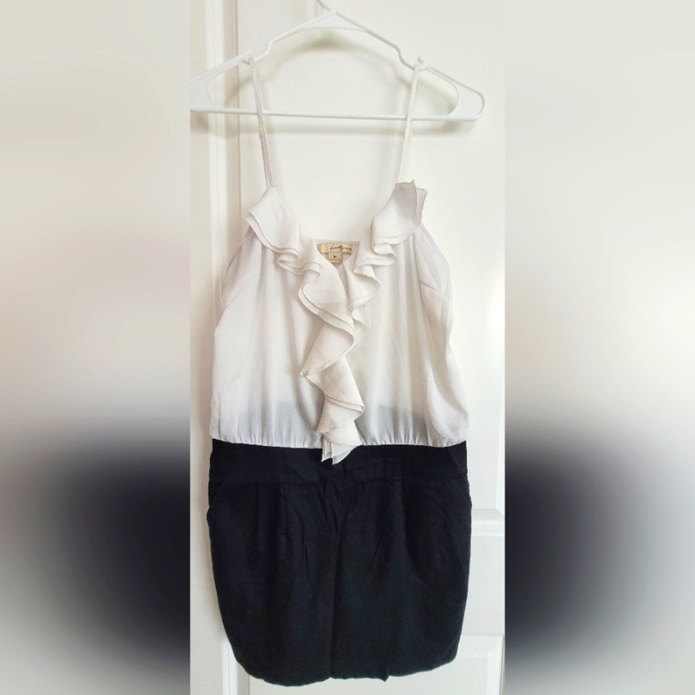 Elegant White and Black Women's Dress